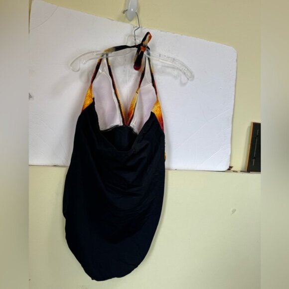 Fantasizer NEW Faux Wrap Halter 1 Piece Swimsuit Gradient Sunset Support Cups 16 - Picture 2 of 16